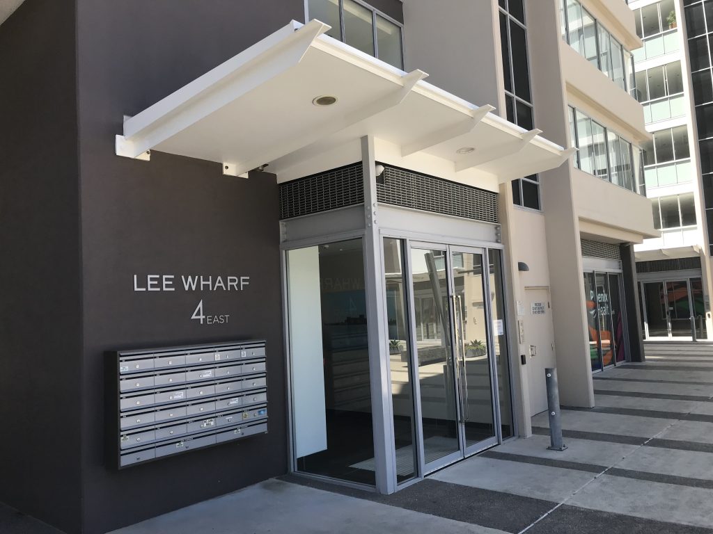 Locate the 4 East Lee Wharf Foyer entrance